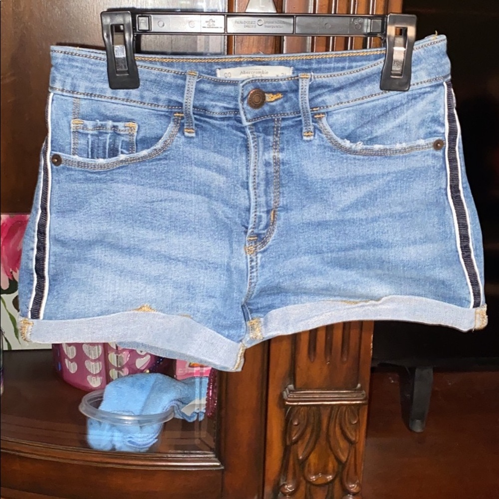 mid ride denim shorts